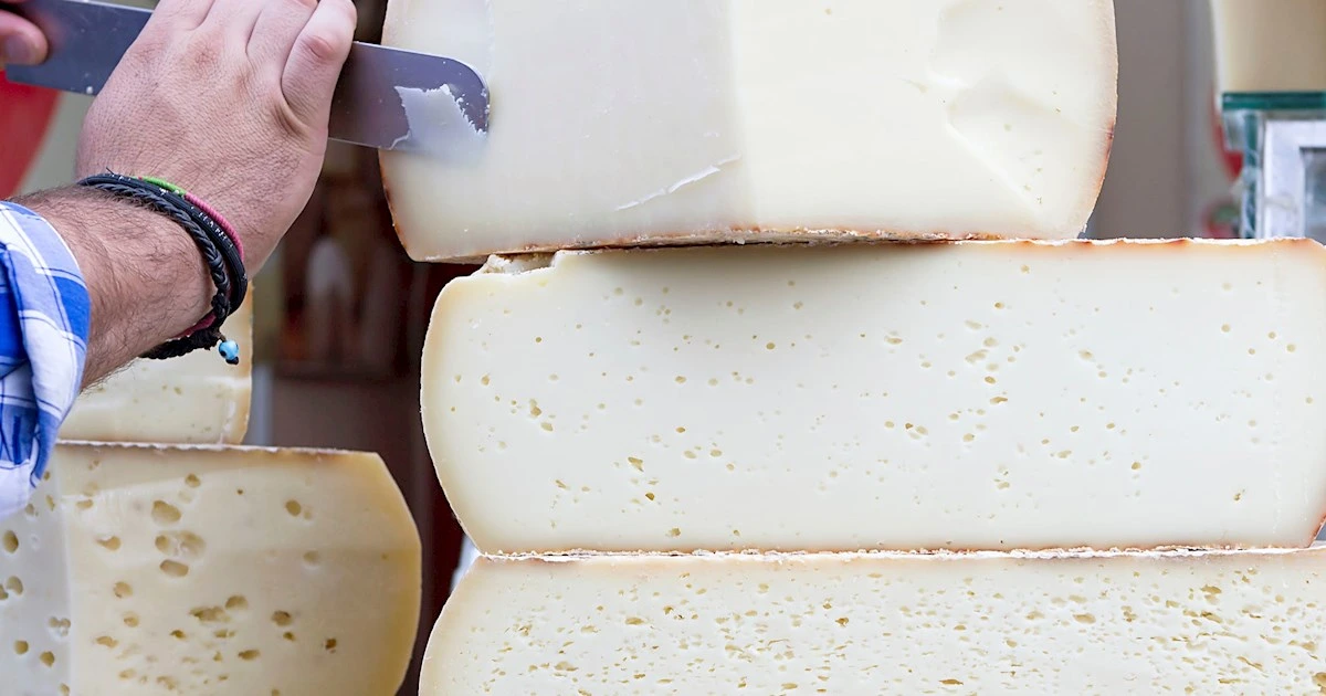 Graviera Agrafon, a cheese from Agrafa Mountains, Western Thessaly, Greece