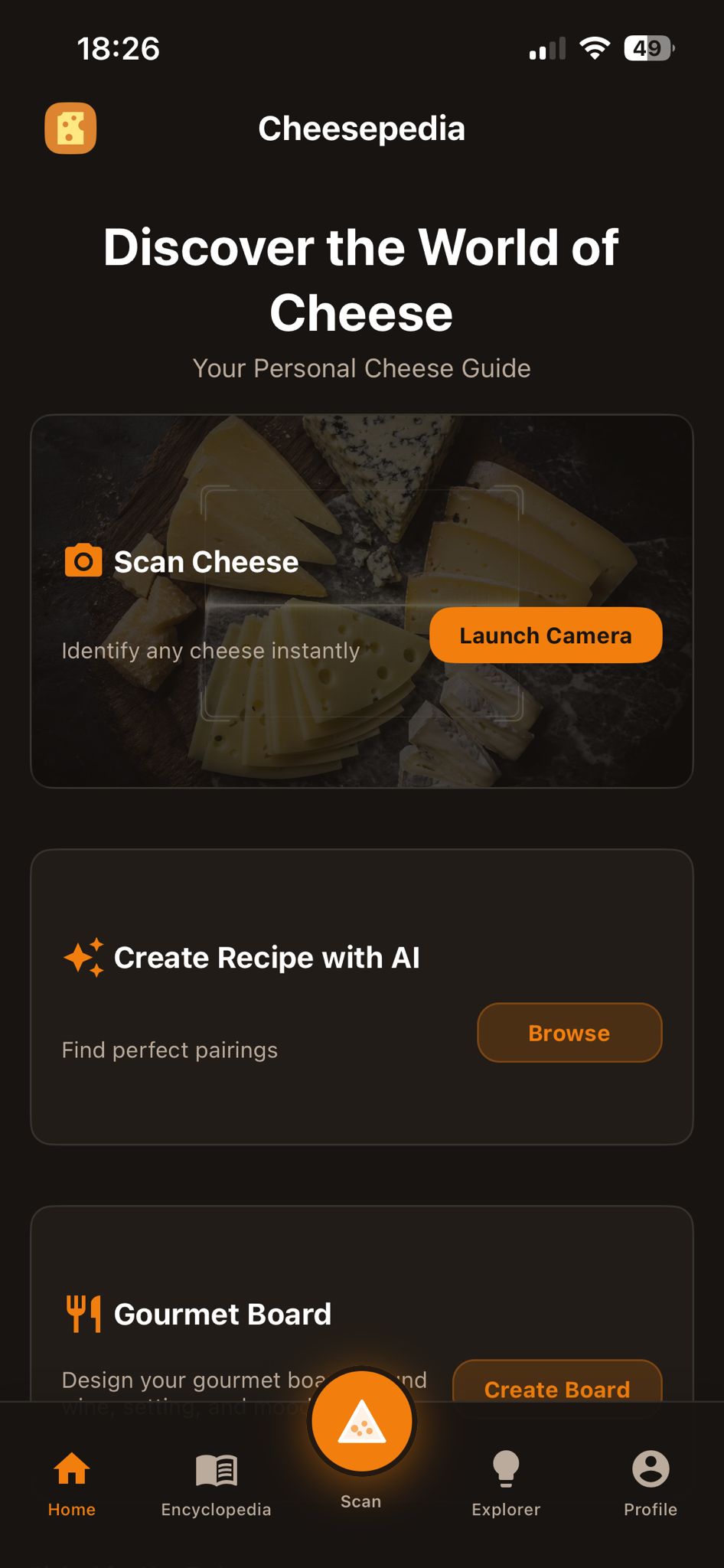 Cheesepedia English app screen 1