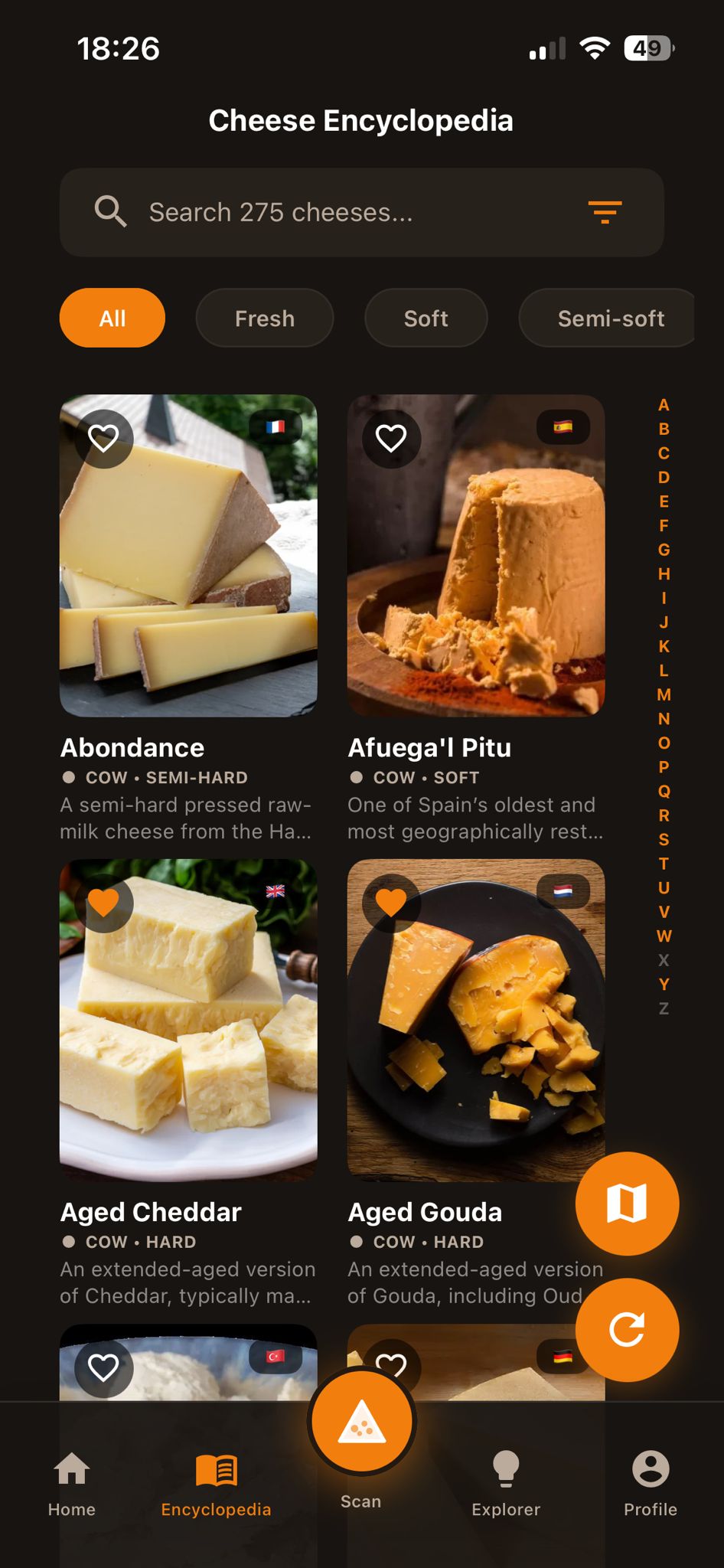 Cheesepedia English app screen 2