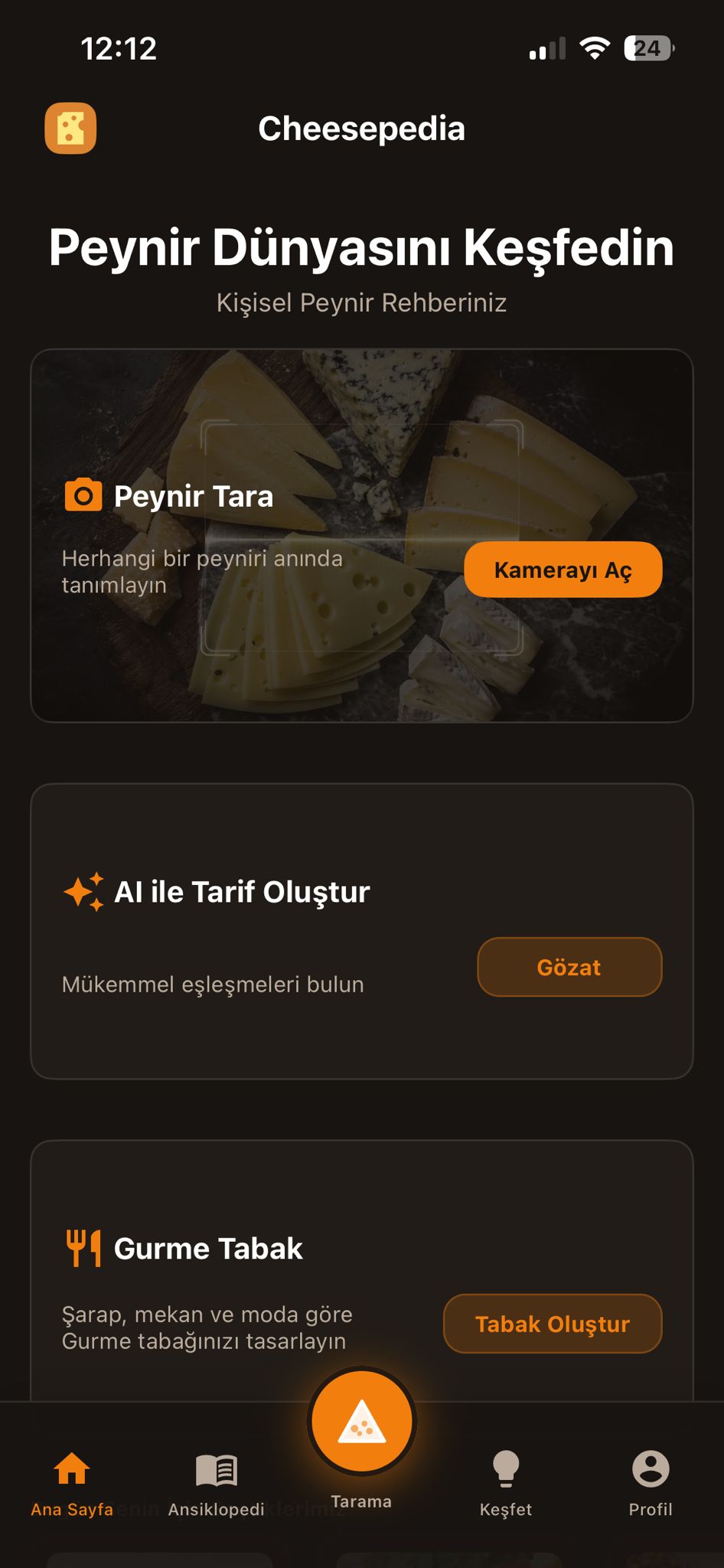 Cheesepedia Türkçe uygulama ekranı 1