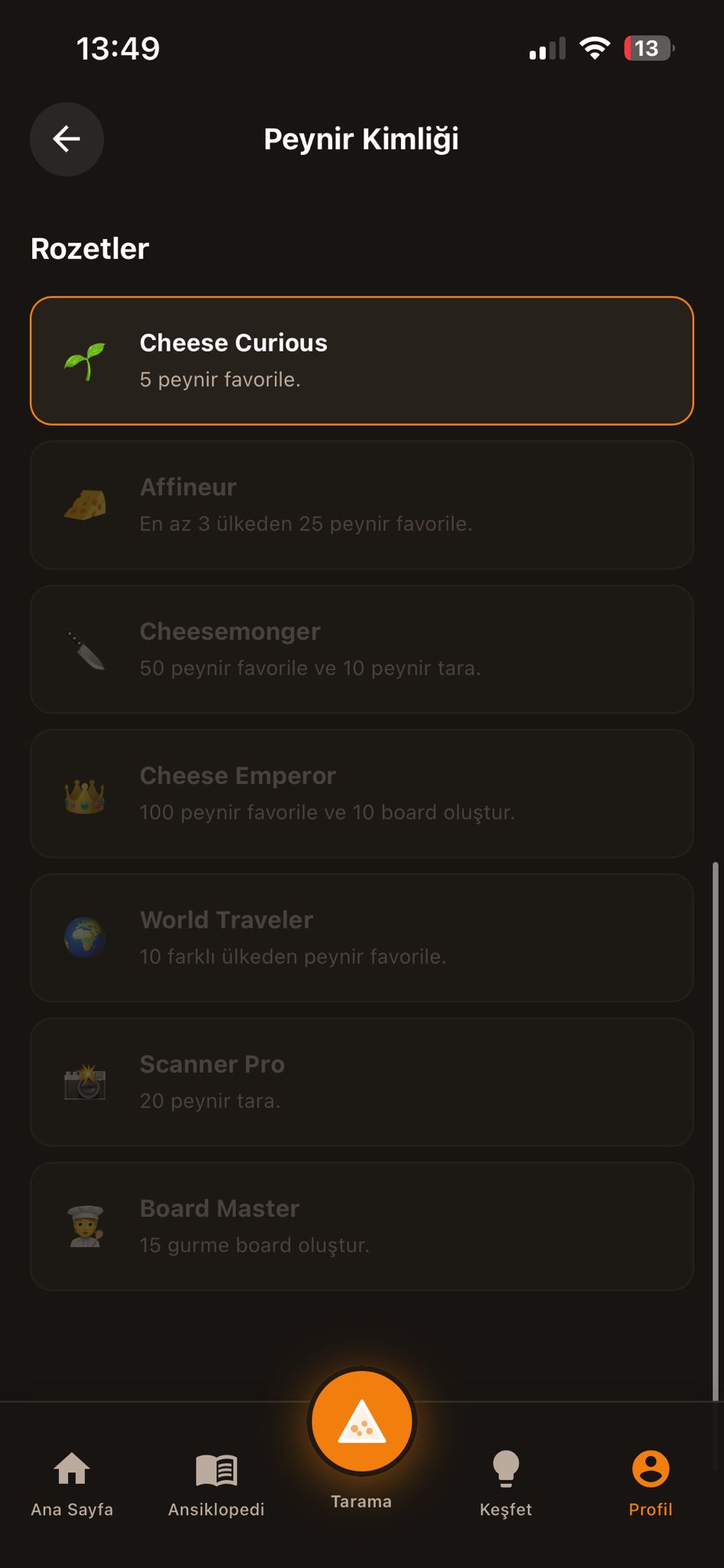 Cheesepedia Türkçe uygulama ekranı 8